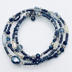 Vintage Y2K Avon Blue Crystal Beaded Coil Bracelet